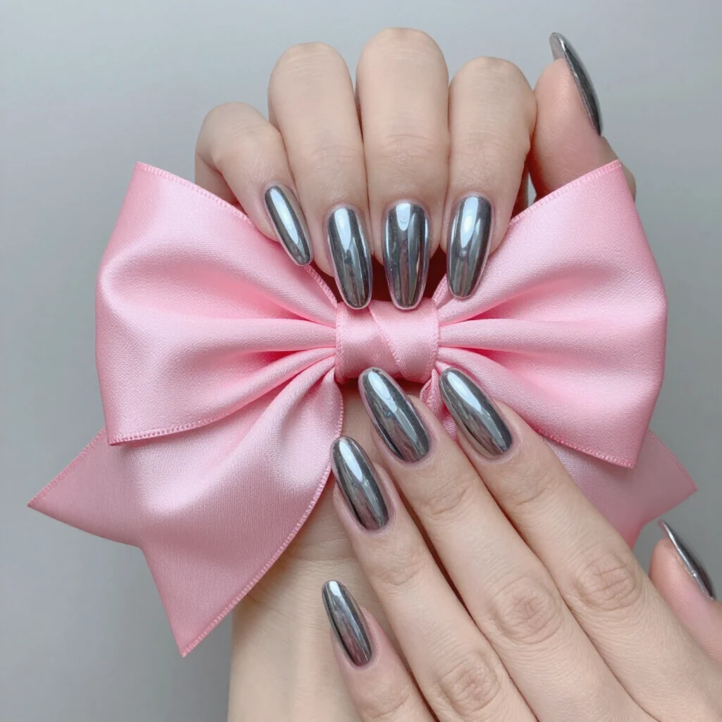 Dettagli di una manicure chrome